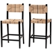 bali & pari Prita Bohemian Paper Loom and Black Mahogany Wood 2-Piece Bar Stool Set - BSOBC-02-Parekesit-Wood/Black-BS