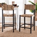 bali & pari Prita Bohemian Paper Loom and Black Mahogany Wood 2-Piece Bar Stool Set - BSOBC-02-Parekesit-Wood/Black-BS