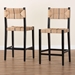 bali & pari Prita Bohemian Paper Loom and Black Mahogany Wood 2-Piece Bar Stool Set - BSOBC-02-Parekesit-Wood/Black-BS