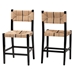 bali & pari Prita Bohemian Paper Loom and Black Mahogany Wood 2-Piece Counter Stool Set - BSOCC-01-Wood/Black-CS