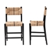 bali & pari Prita Bohemian Paper Loom and Black Mahogany Wood 2-Piece Counter Stool Set - BSOCC-01-Wood/Black-CS