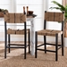 bali & pari Prita Bohemian Paper Loom and Black Mahogany Wood 2-Piece Counter Stool Set - BSOCC-01-Wood/Black-CS