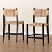 bali & pari Prita Bohemian Paper Loom and Black Mahogany Wood 2-Piece Counter Stool Set - BSOCC-01-Wood/Black-CS