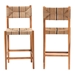 bali & pari Prita Bohemian Paper Loom and Natural Mahogany Wood 2-Piece Bar Stool Set - BSOBC-02-Parekesit-Wood/Brown-BS