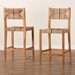 bali & pari Prita Bohemian Paper Loom and Natural Mahogany Wood 2-Piece Bar Stool Set - BSOBC-02-Parekesit-Wood/Brown-BS