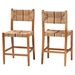 bali & pari Prita Bohemian Paper Loom and Natural Mahogany Wood 2-Piece Counter Stool Set - BSOCC-02-Wood/Brown-CS