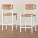 bali & pari Talli Bohemian Paper Loom and White Mahogany Wood 2-Piece Bar Stool Set - BSOBCP-01-Wood/White-BS