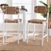 bali & pari Talli Bohemian Paper Loom and White Mahogany Wood 2-Piece Counter Stool Set - BSOCCP-02-Wood/White-CS