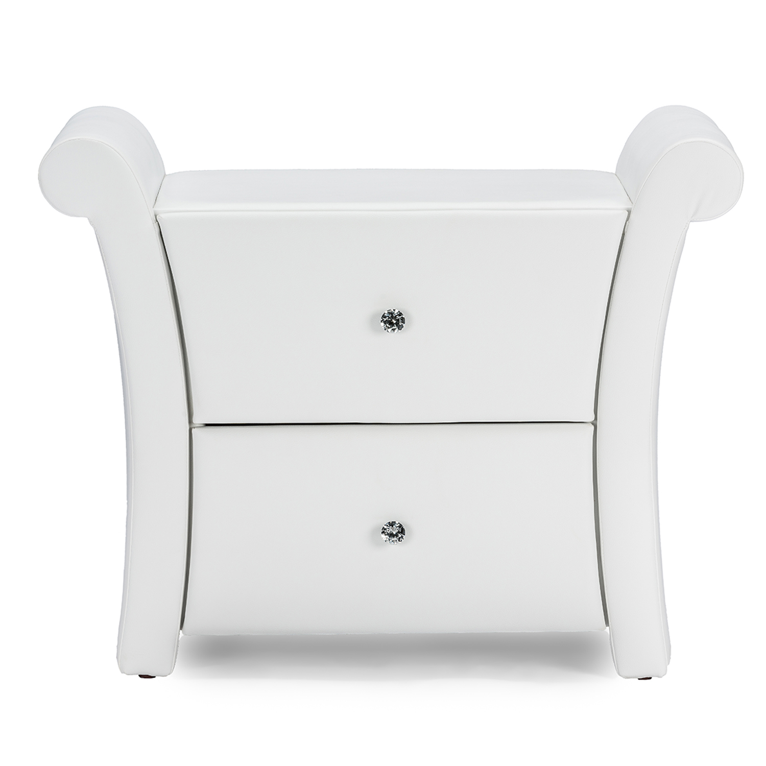 Baxton Studio  Victoria Matte White PU Leather 2 Storage Drawers Nightstand Bedside Table