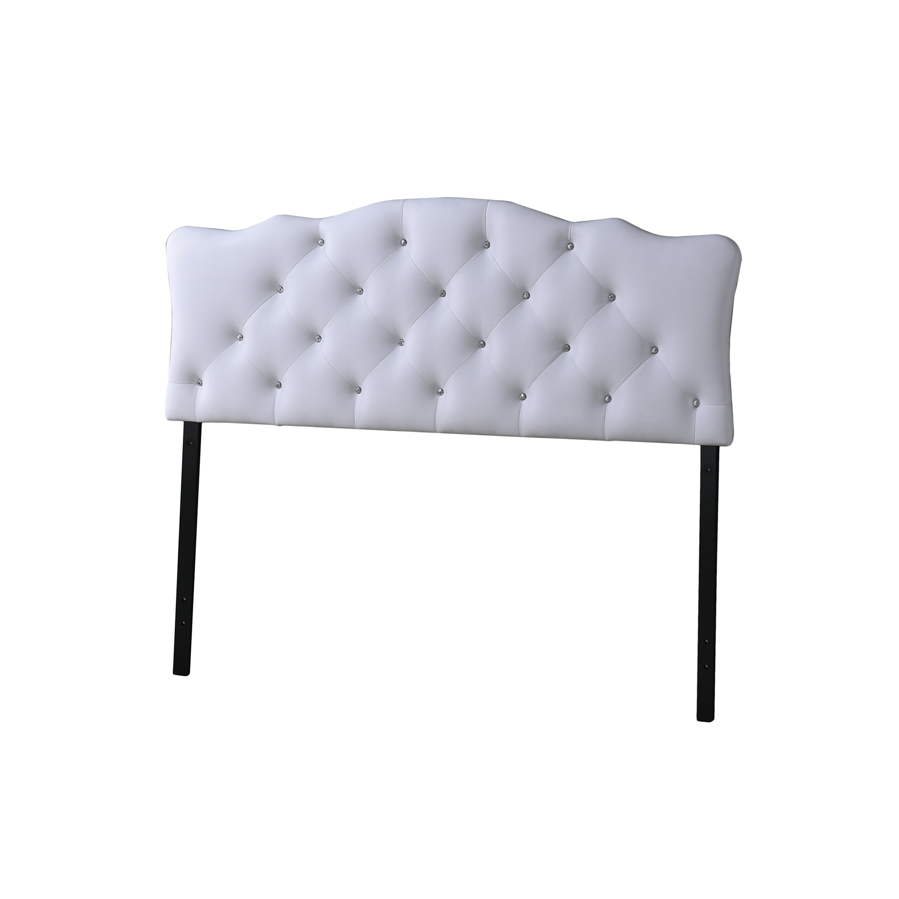 Baxton Studio Rita Modern and Contemporary Queen Size White Faux Leather Upholstered Button-tufted Scalloped Headboard