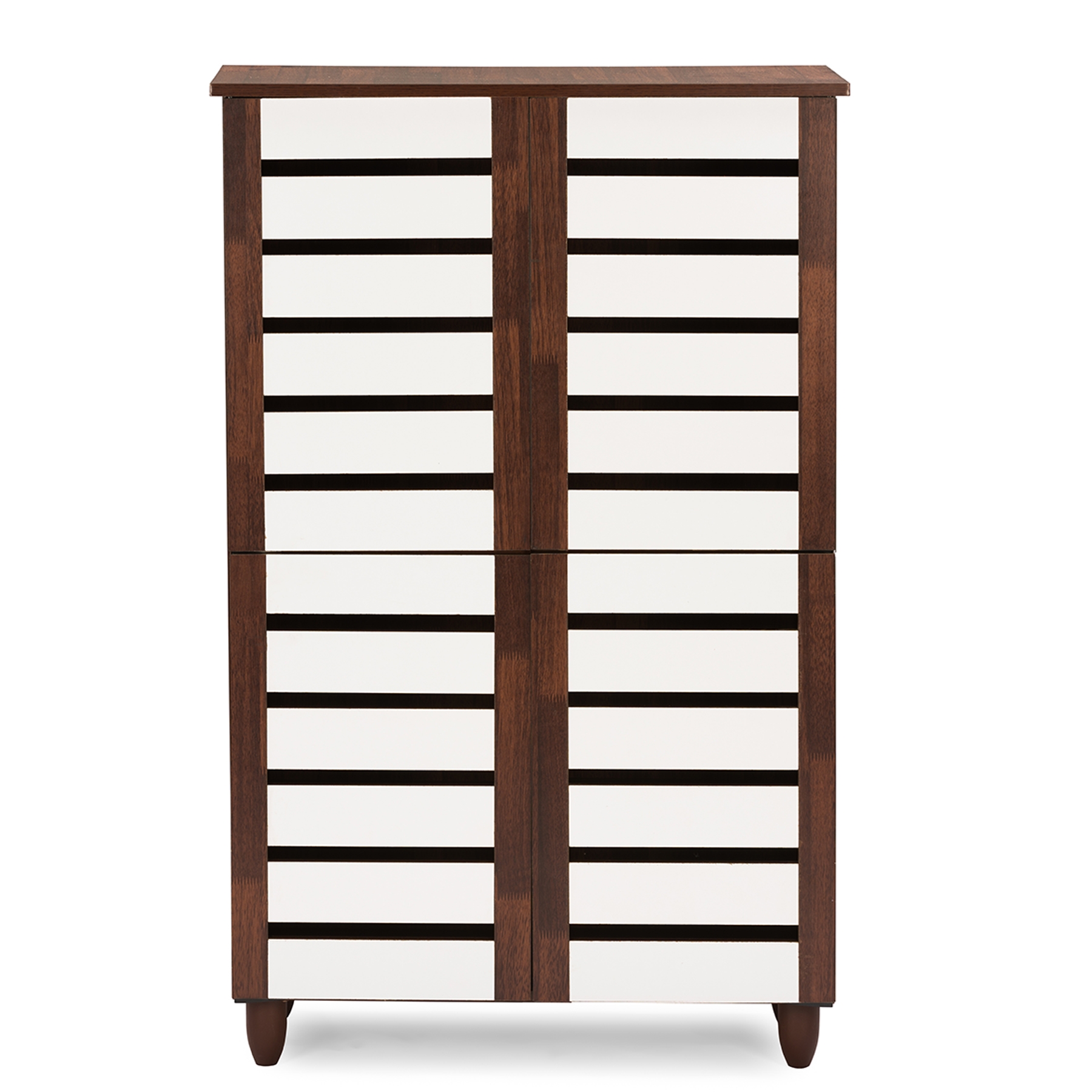 Baxton Studio Gisela Oak and White 2-tone Shoe Cabinet With 4 Door