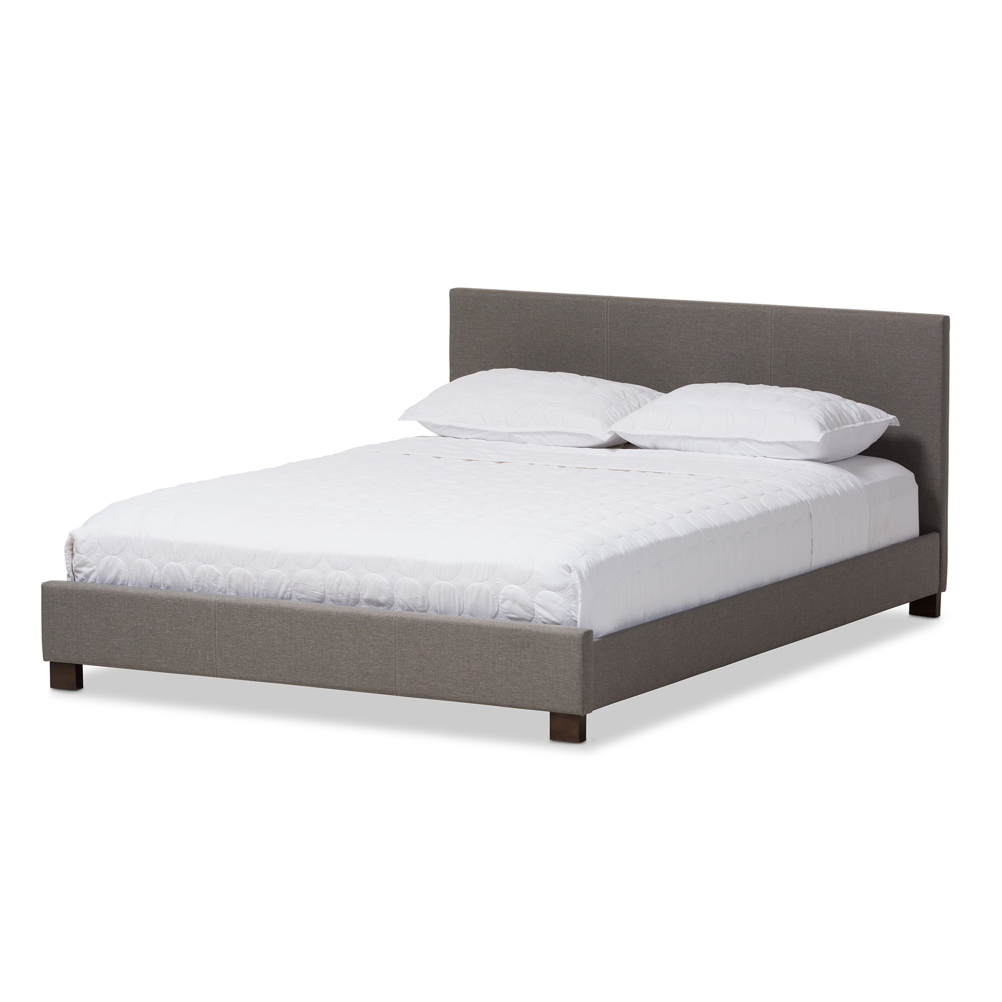 Baxton Studio Elizabeth Modern and Contemporary Grey Fabric Upholstered Panel-Stitched Full Size Platform Bed