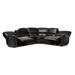 Baxton Studio Amaris Modern and Contemporary Black Bonded Leather 5-Piece Power Reclining Sectional Sofa with USB Ports - BSORX033A-Black-SF