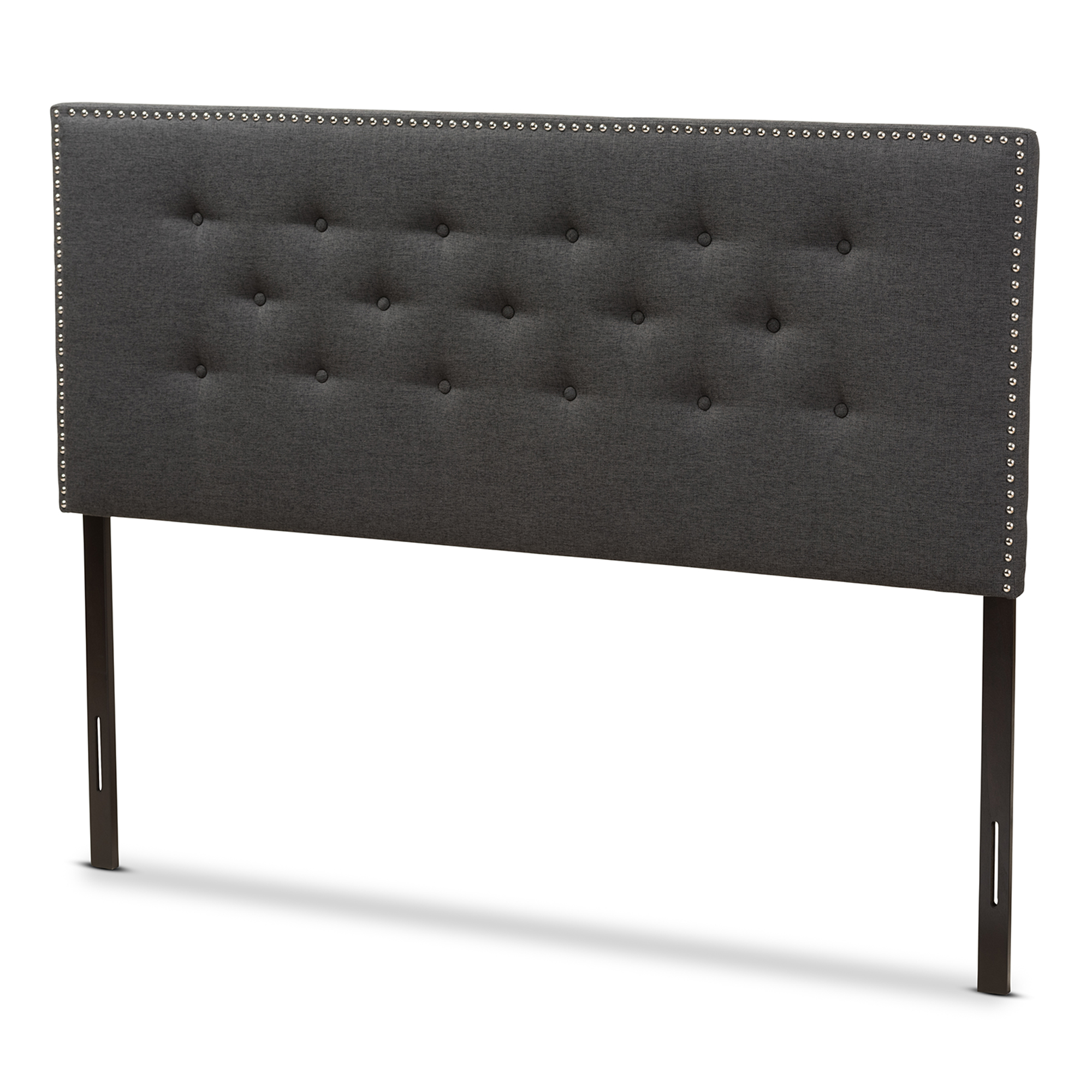 Baxton Studio Windsor Modern and Contemporary Dark Grey Fabric Queen Size Headboard