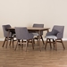 Baxton Studio Monte Mid-Century Modern Walnut Wood Rectangular 5-Piece Dining Set - BSOMonte-Dark Grey-5PC Dining Set