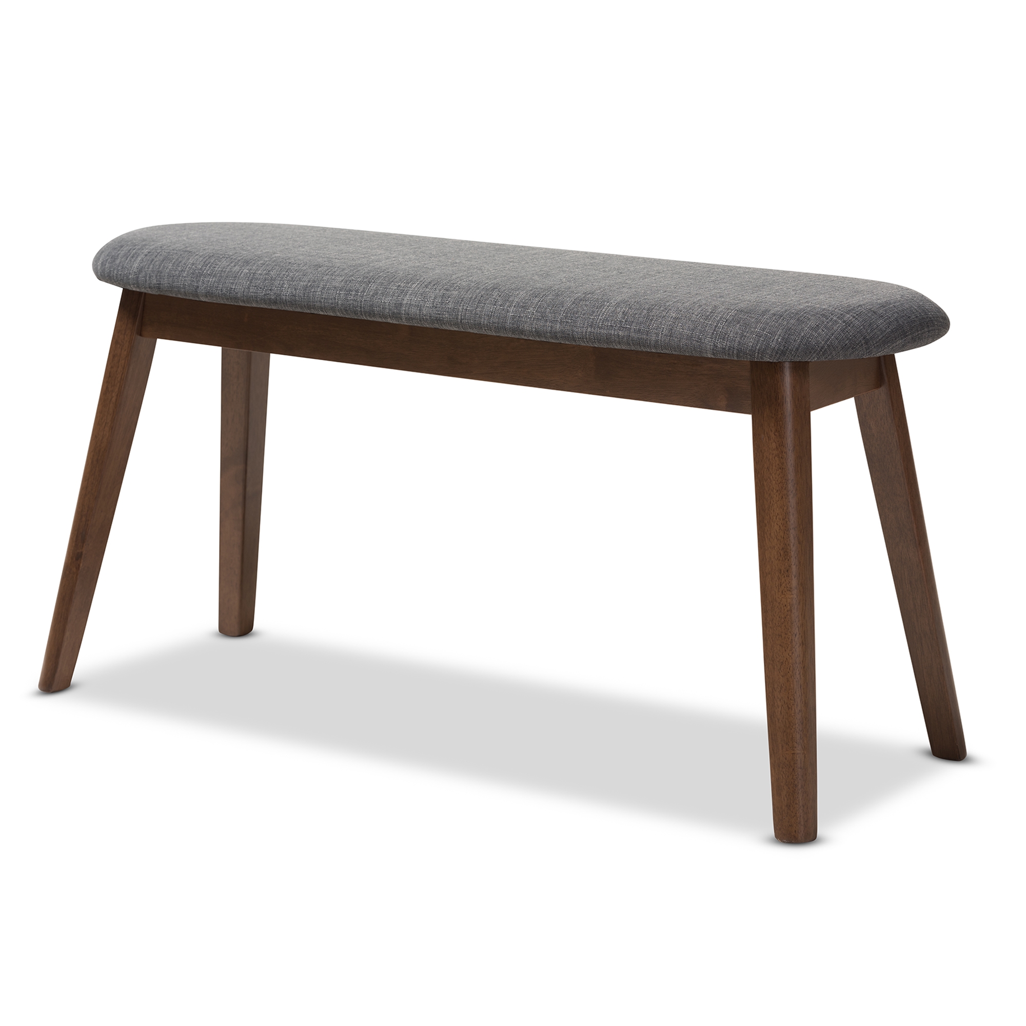 Baxton Studio Easton Mid-Century Modern Dark Grey Fabric Upholstered Walnut Finished Wood Bench