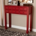 Baxton Studio Pomme Classic and Antique Red Finished Wood Bronze Finished Accents 6-Drawer Console Table - BSOMIN18-Red-ST