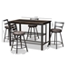 Baxton Studio Arjean Rustic and Industrial Grey Faux Leather Upholstered 5-Piece Pub Set - BSOC1866P-Walnut/Grey-5PC-Set