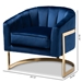 Baxton Studio Tomasso Glam Royal Blue Velvet Fabric Upholstered Gold-Finished Lounge Chair - BSOTSF7707-Dark Royal Blue/Gold-CC