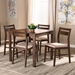 Baxton Studio Lovy Modern and Contemporary Beige Fabric Upholstered Dark Walnut-Finished 5-Piece Wood Dining Set - BSOLovy Dining Set-Beige/Dark Walnut