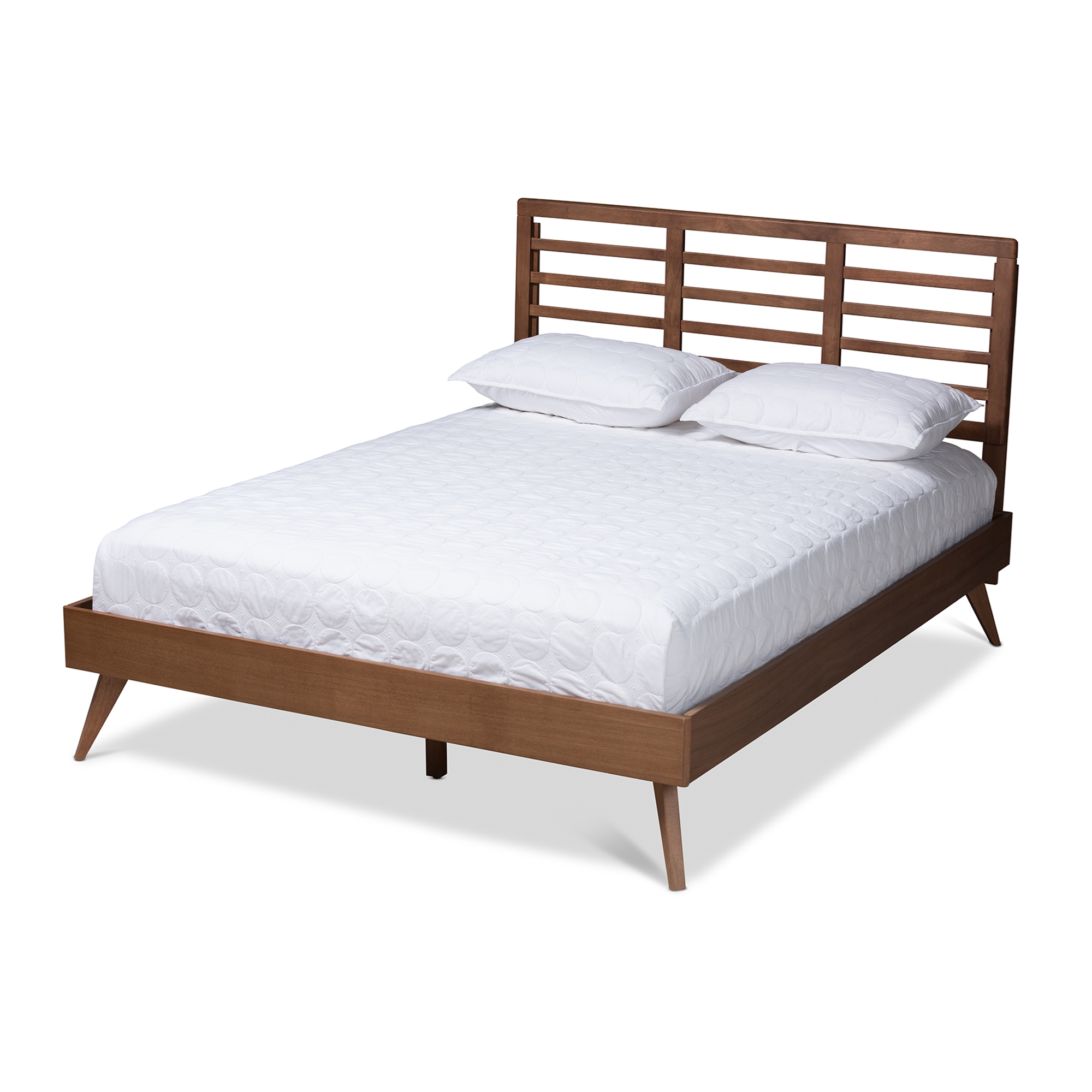 Baxton Studio Calisto Mid-Century Modern Walnut Brown Finished Wood King Size Platform Bed