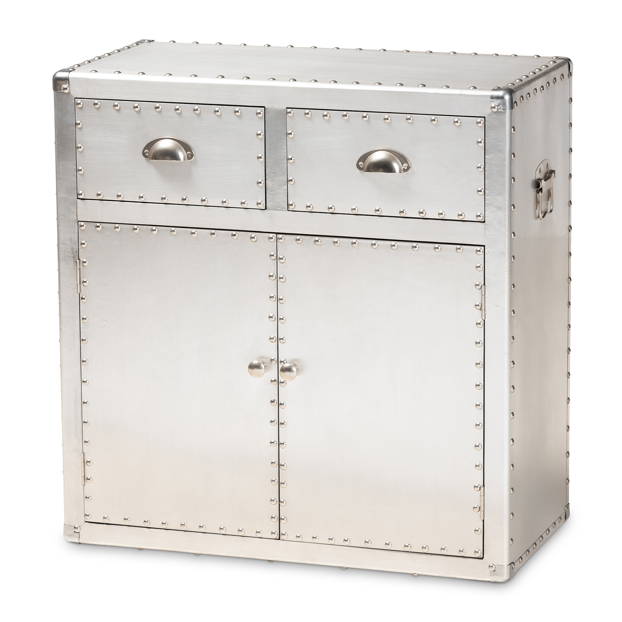 Baxton Studio Serge French Industrial Silver Metal 2-Door Accent Storage Cabinet