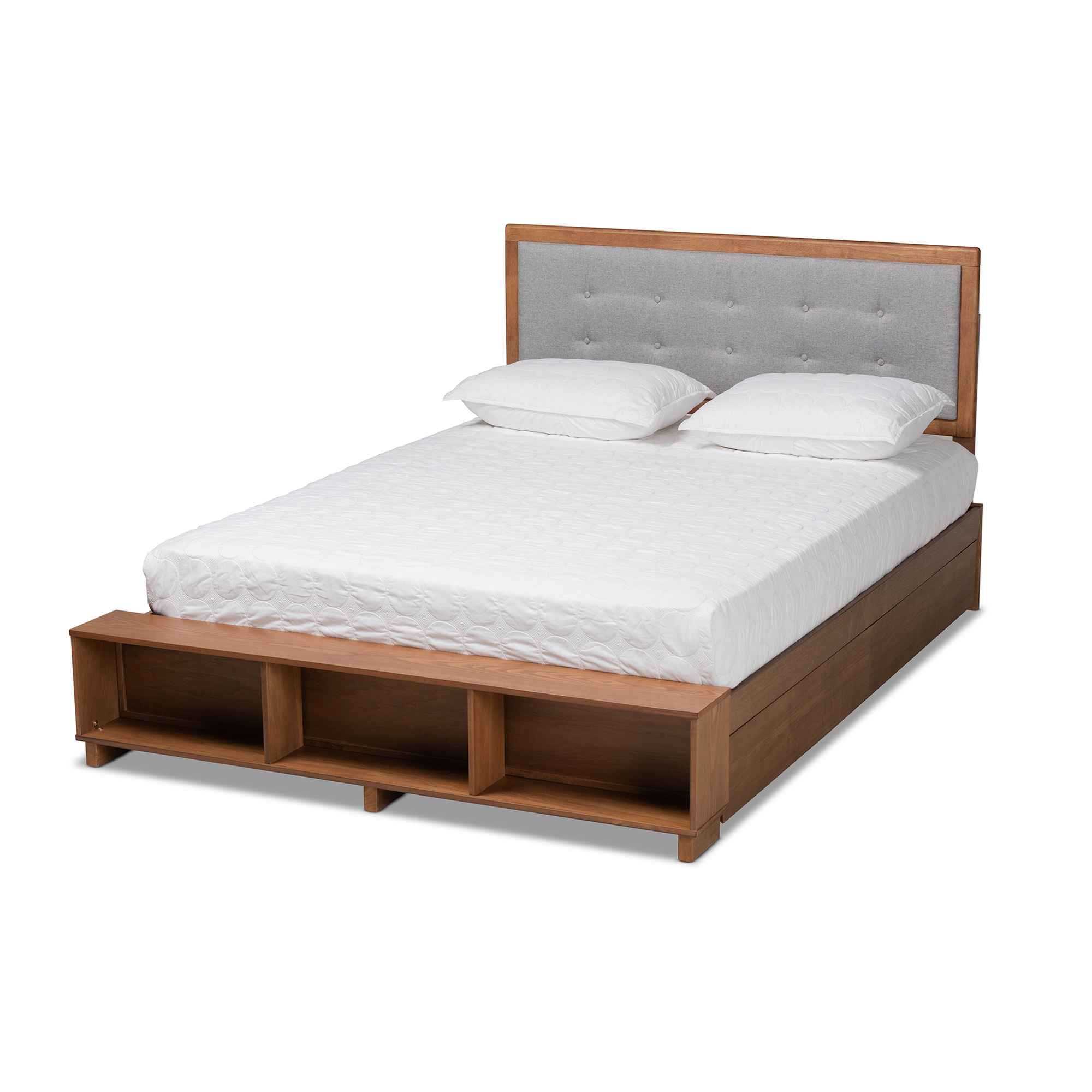 Baxton Studio Cosma Modern Transitional Ash Walnut Brown Finished Wood 4-Drawer Queen Size Platform Storage Bed