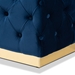 Baxton Studio Corrine Glam and Luxe Navy Blue Velvet Fabric Upholstered and Gold PU Leather Ottoman - BSOWS-4228-Navy Blue Velvet/Gold-Otto