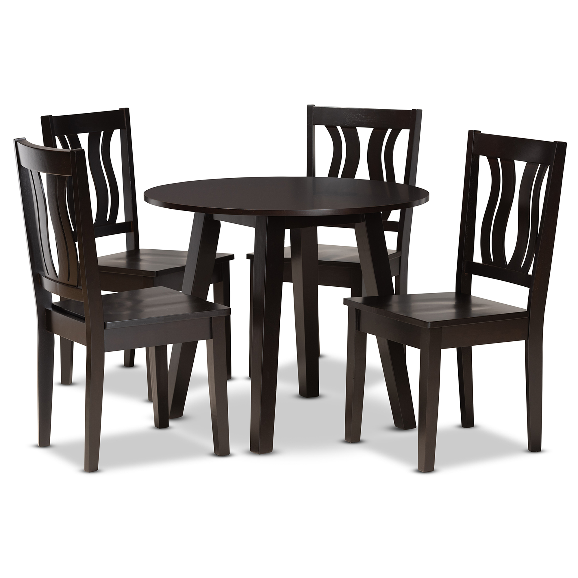 Baxton Studio Anesa Modern and Contemporary Transitional Dark Brown Finished Wood 5-Piece Dining Set