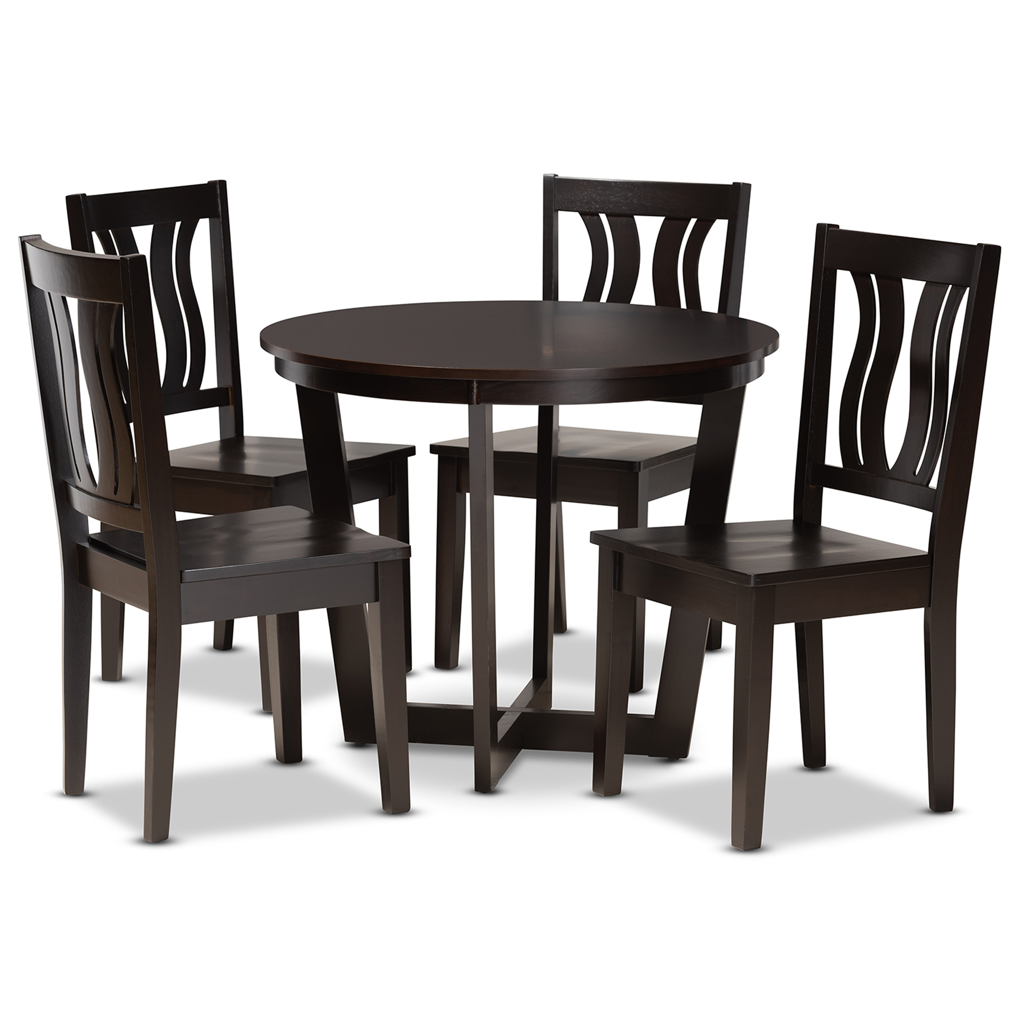 Baxton Studio Elodia Modern and Contemporary Transitional Dark Brown Finished Wood 5-Piece Dining Set