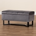 Baxton Studio Esther Modern and Contemporary Grey Velvet Fabric Upholstered and Dark Brown Finished Wood Storage Ottoman - BSOWS-20716-Grey/Espresso-Otto