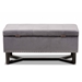 Baxton Studio Esther Modern and Contemporary Grey Velvet Fabric Upholstered and Dark Brown Finished Wood Storage Ottoman - BSOWS-20716-Grey/Espresso-Otto