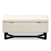 Baxton Studio Esther Modern and Contemporary Beige Velvet Fabric Upholstered and Dark Brown Finished Wood Storage Ottoman - BSOWS-20716-Beige/Espresso-Otto