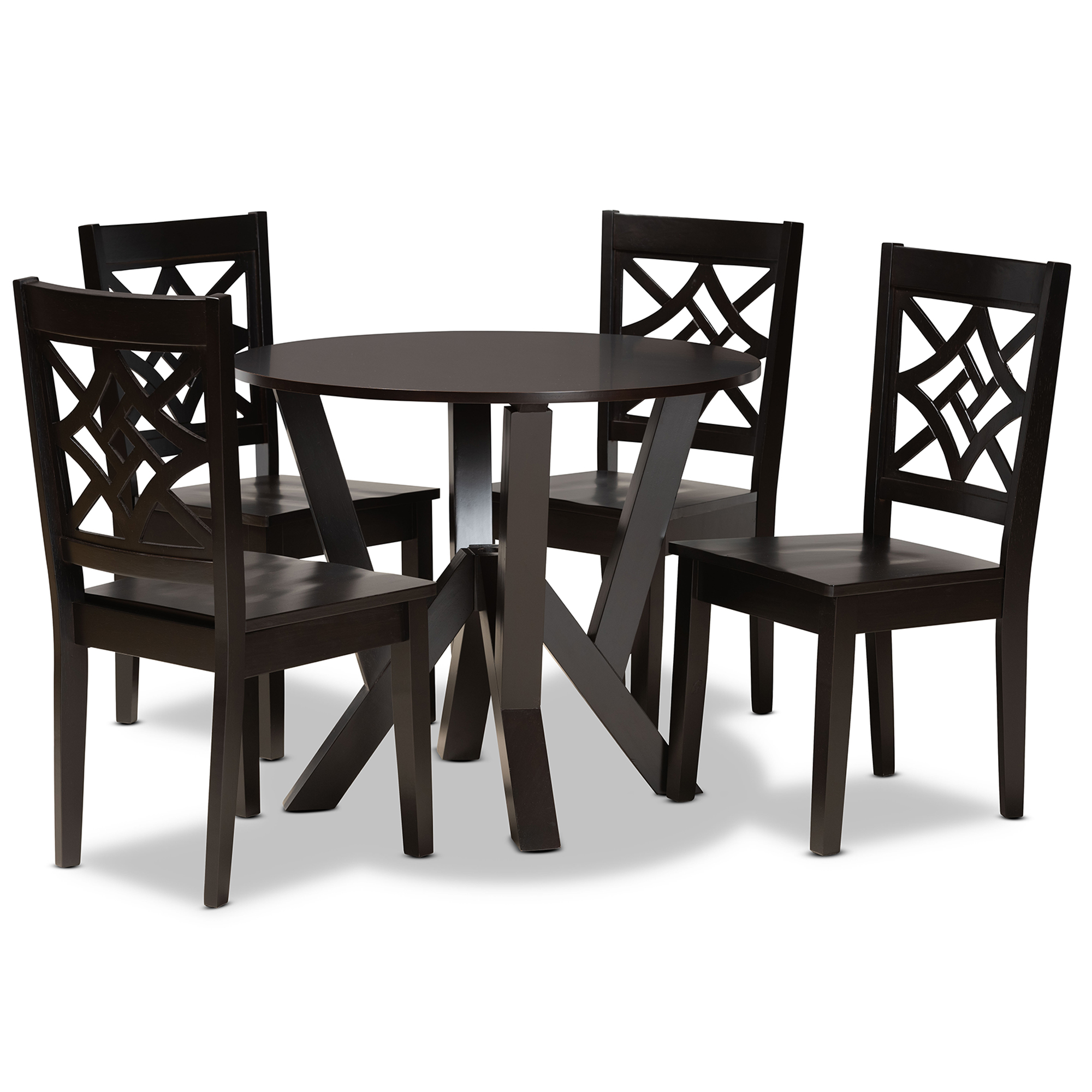 Baxton Studio Kaila Modern and Contemporary Dark Brown Finished Wood 5-Piece Dining Set