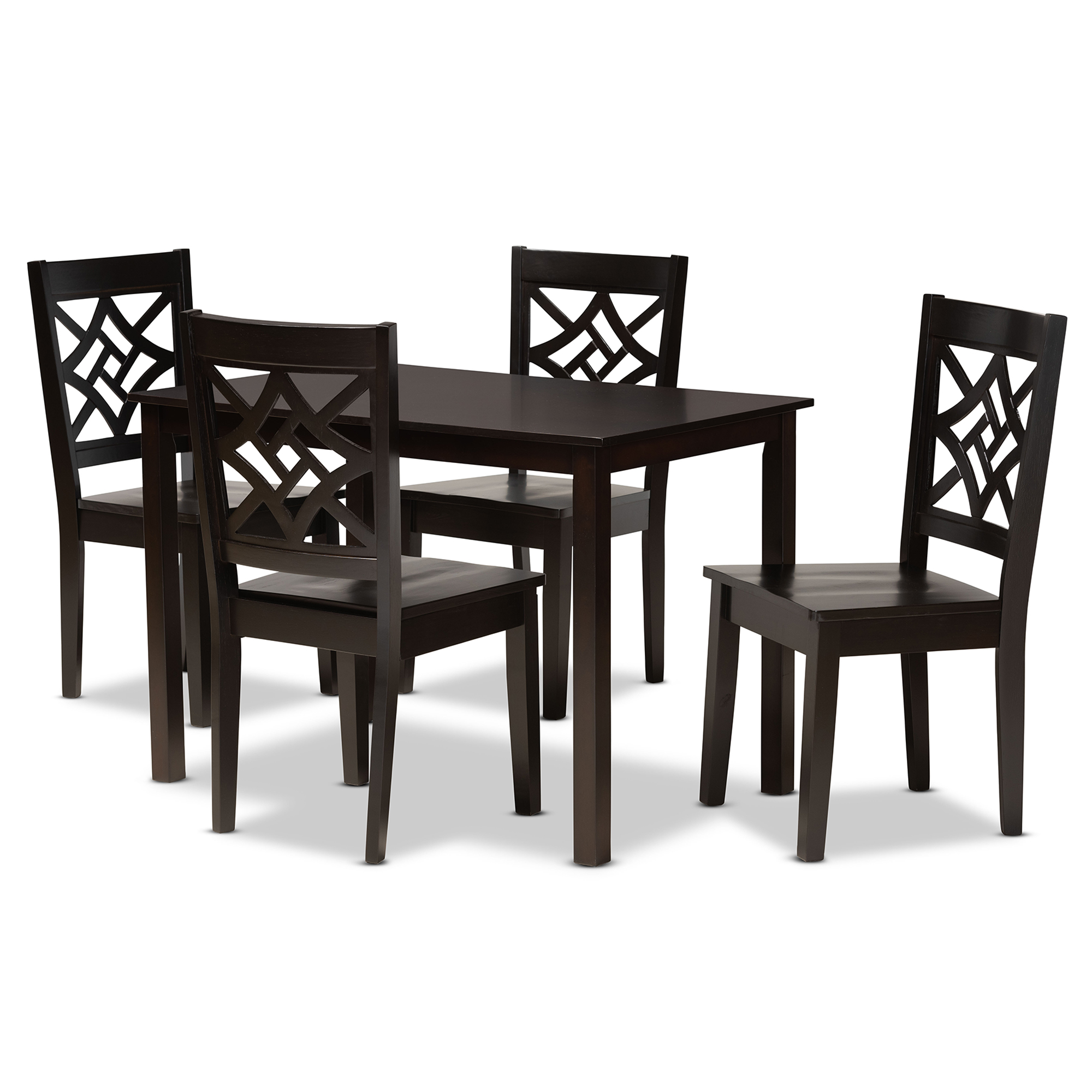 Baxton Studio Nicolette Modern and Contemporary Dark Brown Finished Wood 5-Piece Dining Set