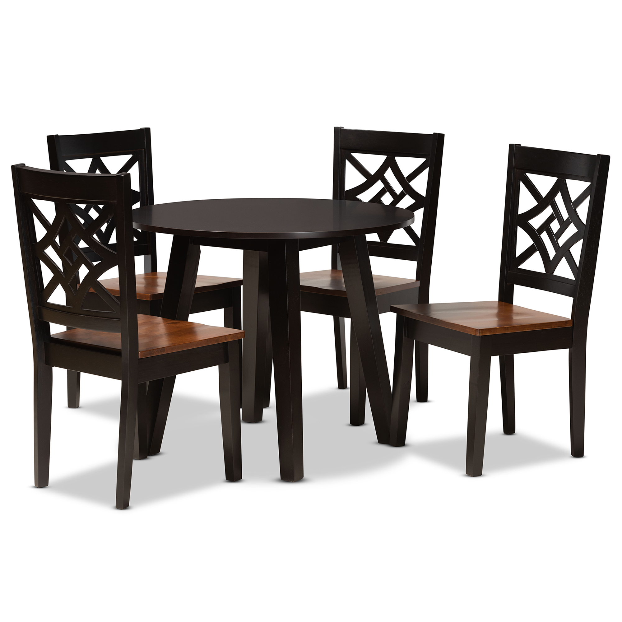 Baxton Studio Rava Modern and Contemporary Two-Tone Dark Brown and Walnut Brown Finished Wood 5-Piece Dining Set