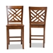 Baxton Studio Caron Modern and Contemporary Transitional Walnut Brown Finished Wood 2-Piece Counter Stool Set - BSORH317P-Walnut Wood Flat Seat-PC