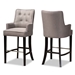 Baxton Studio Aldon Modern and Contemporary Grey Fabric Upholstered and Dark Brown Finished Wood 2-Piece Bar Stool Set