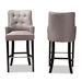 Baxton Studio Aldon Modern and Contemporary Grey Fabric Upholstered and Dark Brown Finished Wood 2-Piece Bar Stool Set - BSOBBT5407B-Grey/Wenge-BS