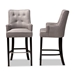 Baxton Studio Aldon Modern and Contemporary Grey Fabric Upholstered and Dark Brown Finished Wood 2-Piece Bar Stool Set - BSOBBT5407B-Grey/Wenge-BS