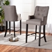 Baxton Studio Aldon Modern and Contemporary Grey Fabric Upholstered and Dark Brown Finished Wood 2-Piece Bar Stool Set - BSOBBT5407B-Grey/Wenge-BS