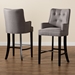 Baxton Studio Aldon Modern and Contemporary Grey Fabric Upholstered and Dark Brown Finished Wood 2-Piece Bar Stool Set - BSOBBT5407B-Grey/Wenge-BS