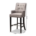 Baxton Studio Aldon Modern and Contemporary Grey Fabric Upholstered and Dark Brown Finished Wood 2-Piece Bar Stool Set - BSOBBT5407B-Grey/Wenge-BS