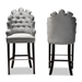 Baxton Studio Chloe Modern and Contemporary Dark Grey Velvet Upholstered and Dark Brown Finished Wood 2-Piece Bar Stool Set - BSOBBT5408B-Dark Grey Velvet/Wenge-BS