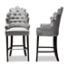 Baxton Studio Chloe Modern and Contemporary Dark Grey Velvet Upholstered and Dark Brown Finished Wood 2-Piece Bar Stool Set - BSOBBT5408B-Dark Grey Velvet/Wenge-BS