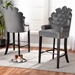 Baxton Studio Chloe Modern and Contemporary Dark Grey Velvet Upholstered and Dark Brown Finished Wood 2-Piece Bar Stool Set - BSOBBT5408B-Dark Grey Velvet/Wenge-BS