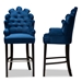 Baxton Studio Chloe Modern and Contemporary Navy Blue Velvet Upholstered and Dark Brown Finished Wood 2-Piece Bar Stool Set - BSOBBT5408B-Navy Blue Velvet/Wenge-BS