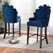 Baxton Studio Chloe Modern and Contemporary Navy Blue Velvet Upholstered and Dark Brown Finished Wood 2-Piece Bar Stool Set - BSOBBT5408B-Navy Blue Velvet/Wenge-BS