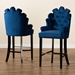 Baxton Studio Chloe Modern and Contemporary Navy Blue Velvet Upholstered and Dark Brown Finished Wood 2-Piece Bar Stool Set - BSOBBT5408B-Navy Blue Velvet/Wenge-BS