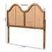 Baxton Studio Hazel Vintage Classic and Traditional Ash Walnut Finished Wood and Synthetic Rattan Full Size Arched Headboard - BSOMG9739-1-Ash Walnut Rattan-HB-Full